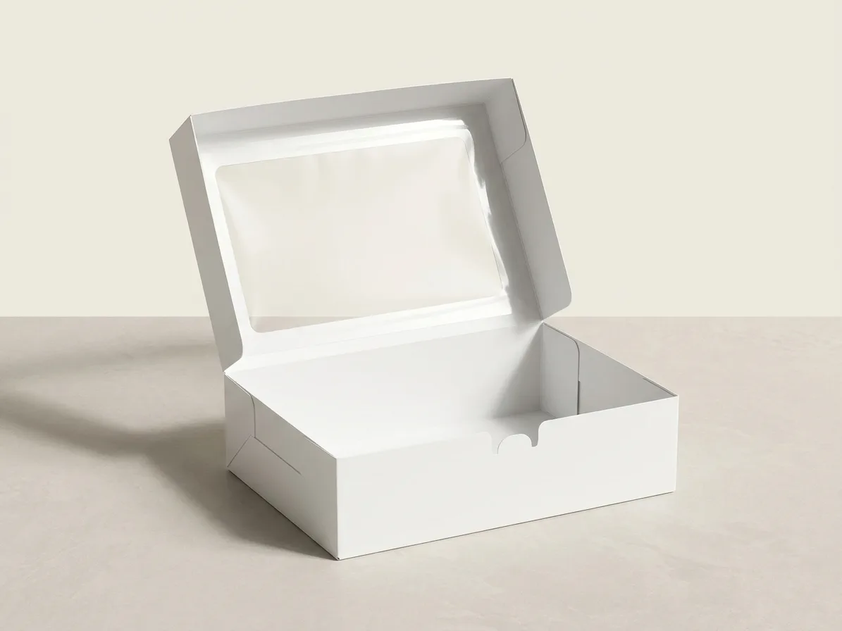 Custom bakery boxes, shown open to reveal the construction
