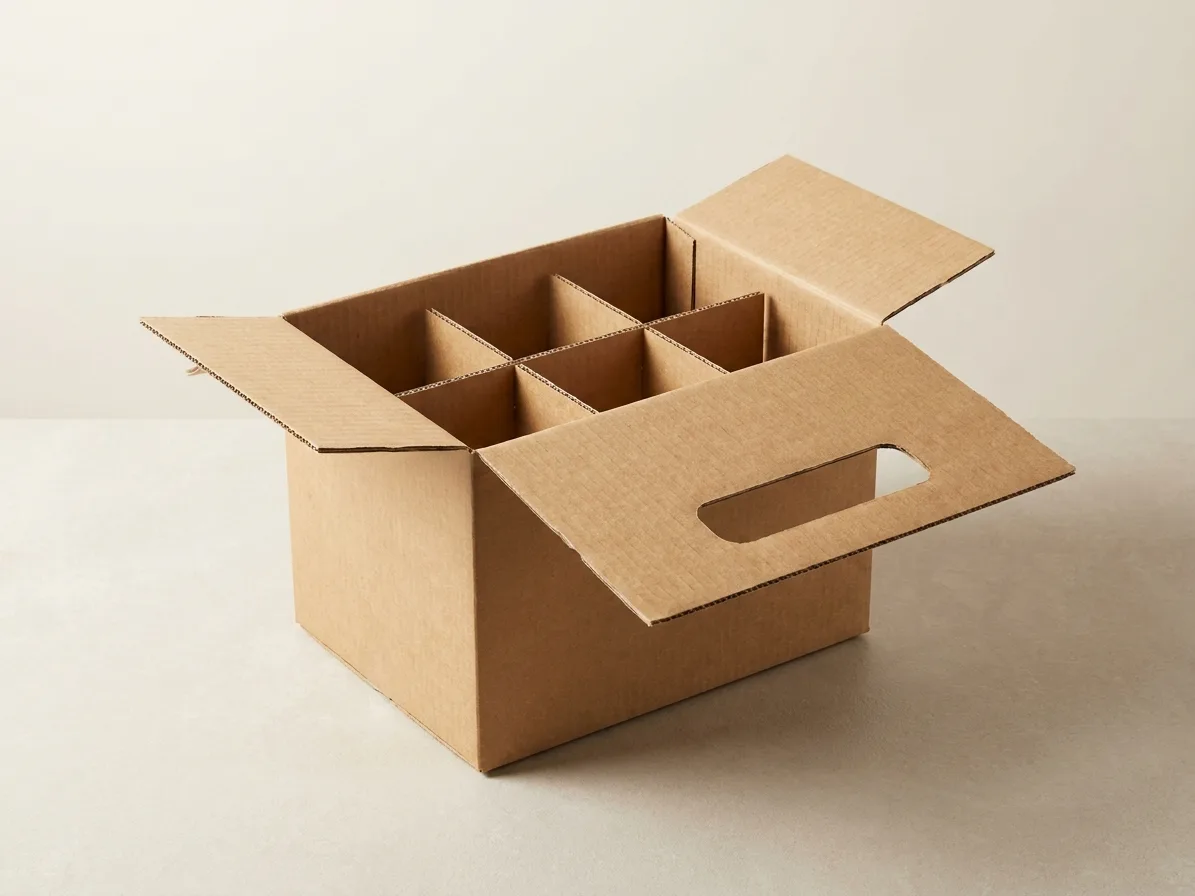 Custom corrugated boxes, shown open to reveal the construction
