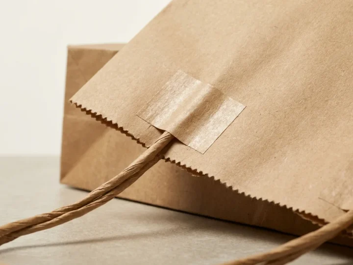 Custom kraft paper bags, material and finishing detail
