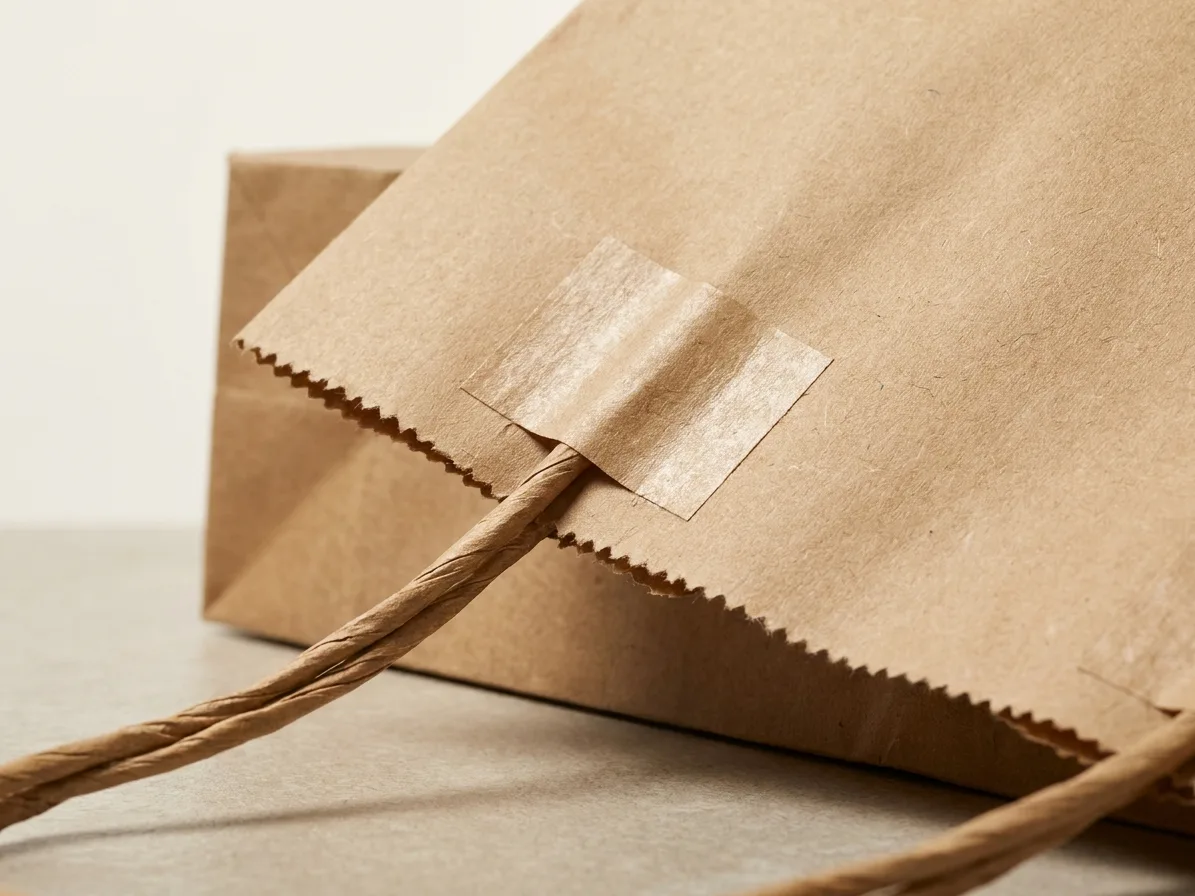 Custom kraft paper bags, material and finishing detail