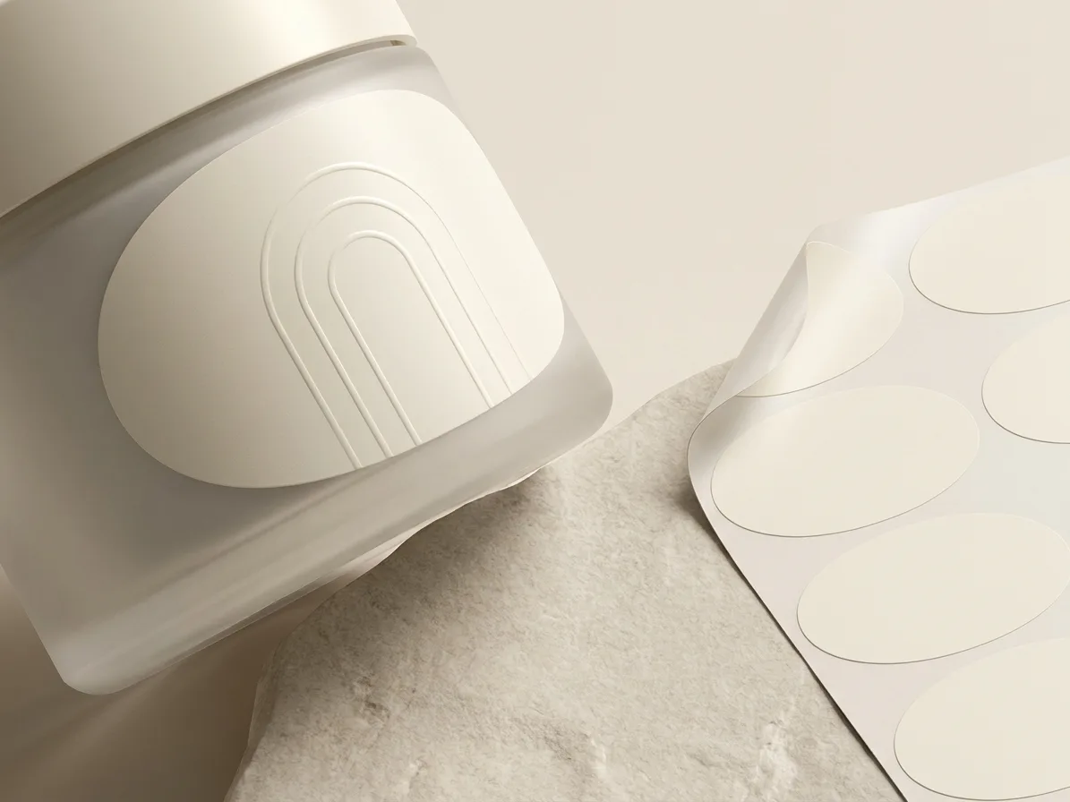 Custom product labels, material and finishing detail