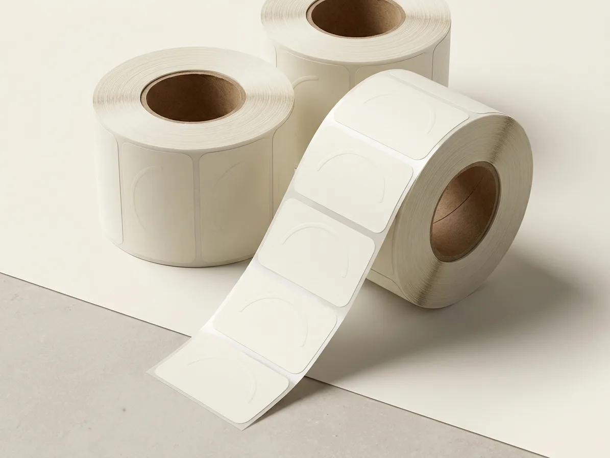 Custom roll labels, unwound to reveal the construction