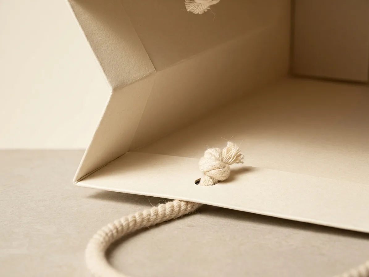 Custom rope handle paper bags, material and finishing detail