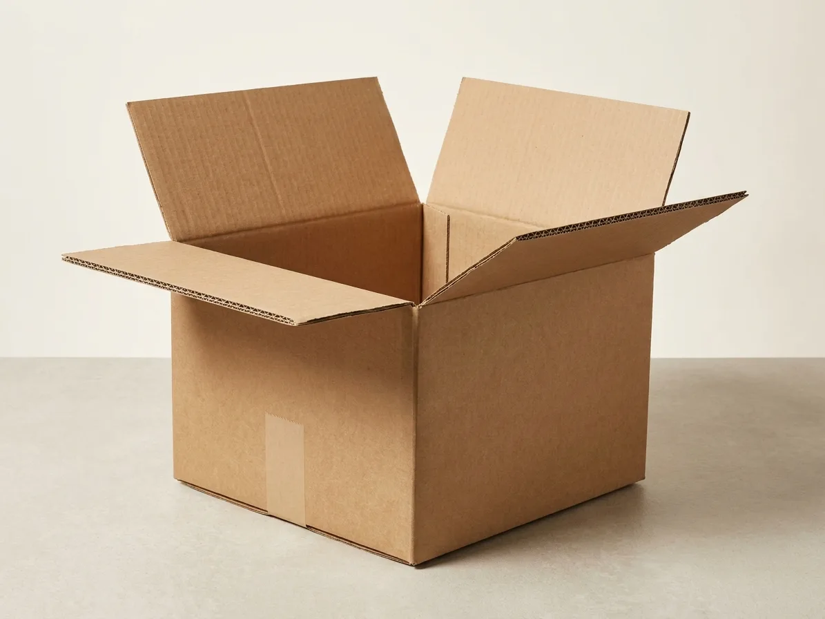 Custom shipping boxes, shown open to reveal the construction