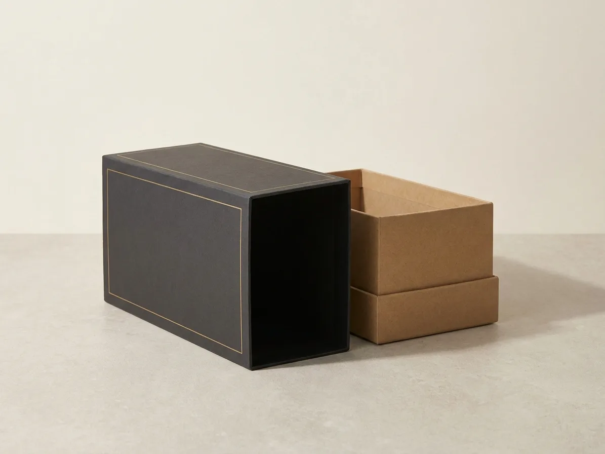 Custom sleeve packaging, shown open to reveal the construction