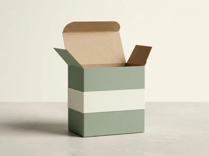 Custom straight tuck end box, shown open to reveal the construction