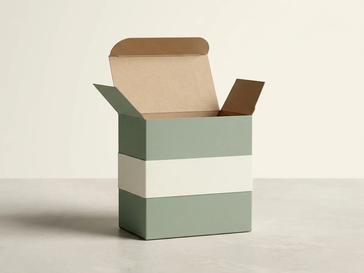 Custom straight tuck end box, shown open to reveal the construction