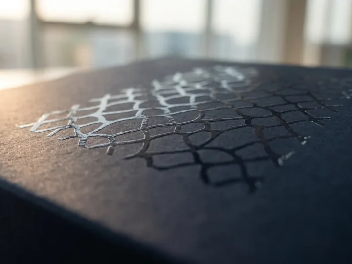 Glossy spot UV pattern on a matte packaging surface